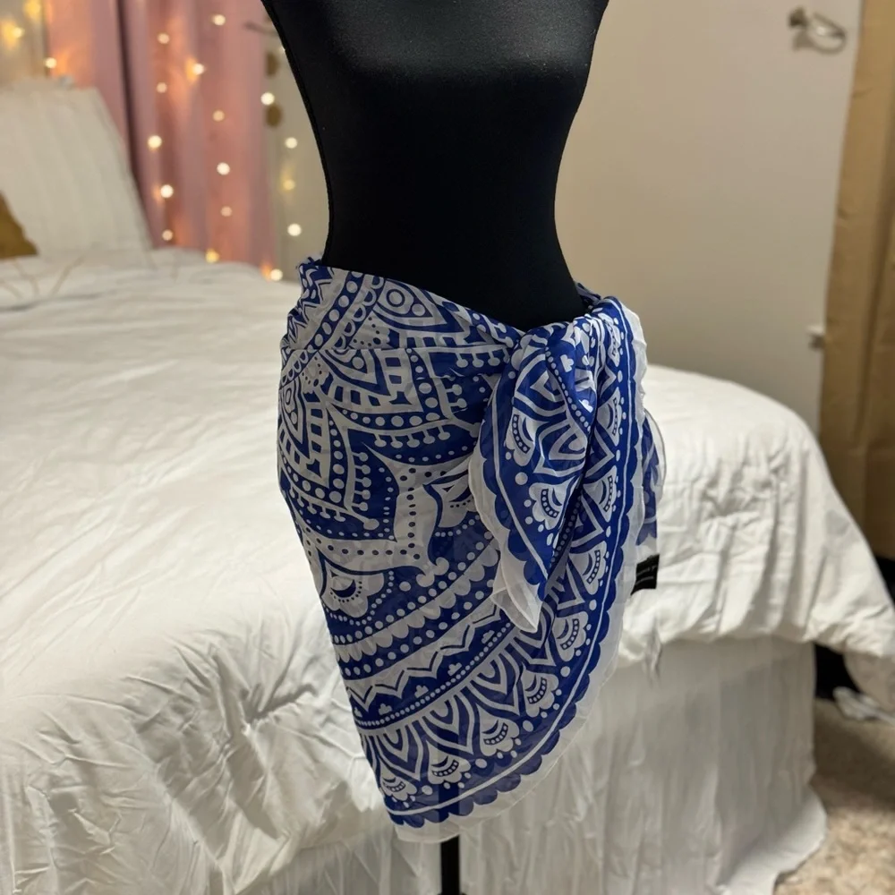Avenue 9 Navy Blue Mandala Wrap Scarf/Sarong - One Size Fits Most - Picture 2 of 9